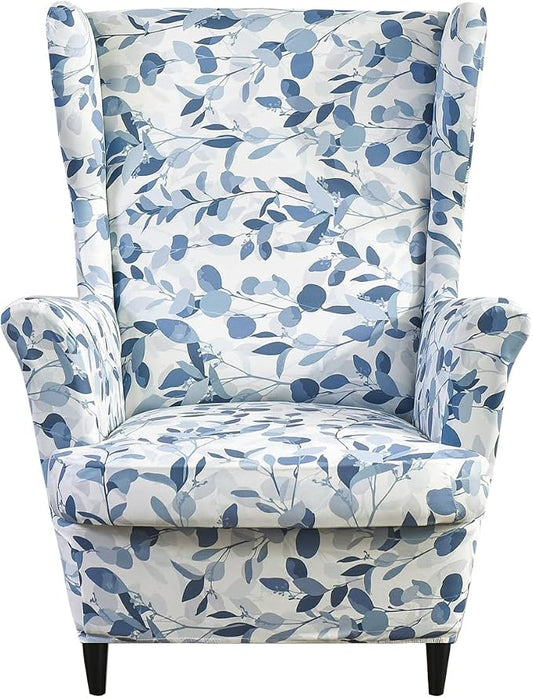 HAOYONG Wing Chair Slipcovers Printed Wingback Chair Covers 2 Pieces Wingback by HAOYONG