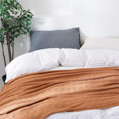 BOURINA Almond Throw Blanket 60x80 Inches Throw Textured Solid Soft Sofa Throw - Image 6