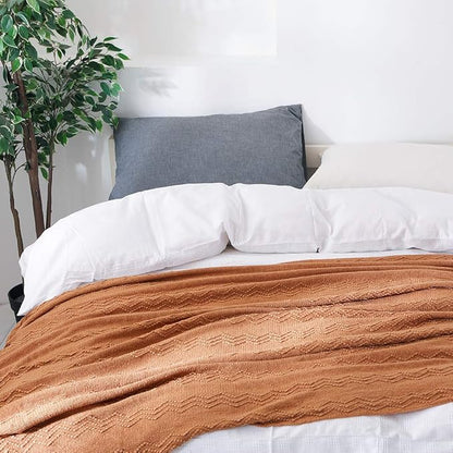 BOURINA Almond Throw Blanket 50 x90 Inches Throw Textured Solid Soft Sofa Throw - Image 6