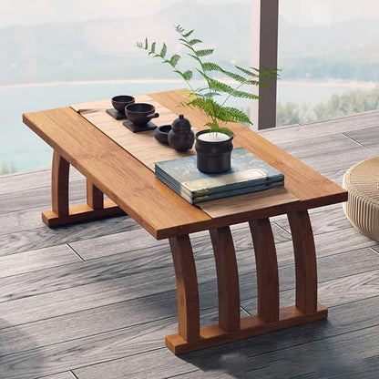 Portable Japanese Floor Table, Wooden Rectangular Coffee Table by Unknown