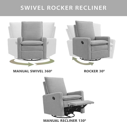 Oxford Baby Uptown Upholstered Glider Recliner Rocking Chair 360° Swivel - Image 4