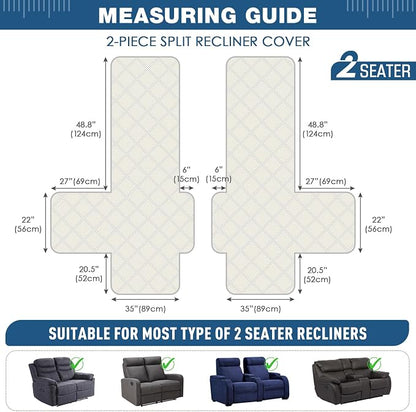 TAOCOCO 100% Waterproof Oversized Loveseat Recliner Cover, Non Slip Split Couch - Image 2