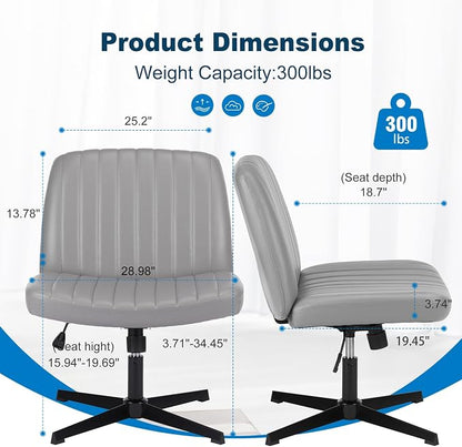OLIXIS Criss Cross Legged Chairs Armless No Wheels Wide Seat Height Adjustable - Image 2