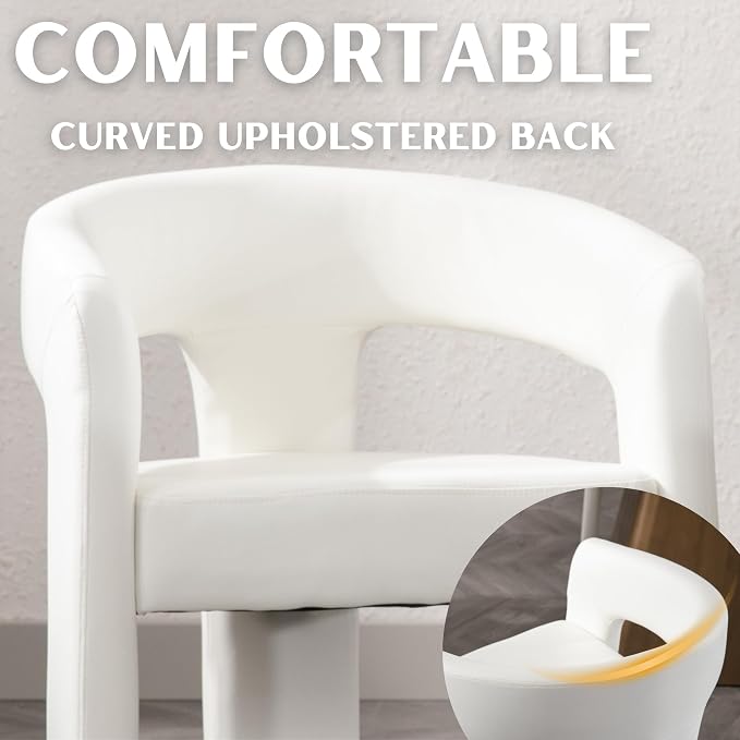 RIVOVA Modern Barrel Dining Chairs Set of 6, PU Leather Upholstered Accent Side - Image 4