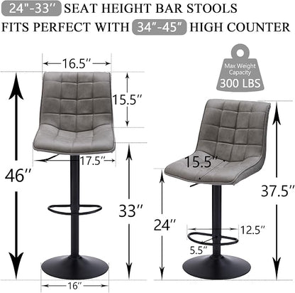 FIRAVOE Swivel Bar Stools Set of 4, Modern Adjustable Bar Stools - Image 2