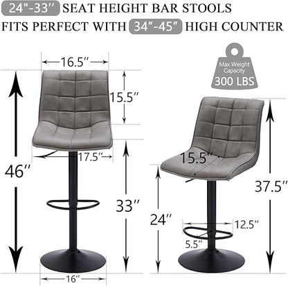 FIRAVOE Swivel Bar Stools Set of 2, Modern Adjustable Bar Stools - Image 2