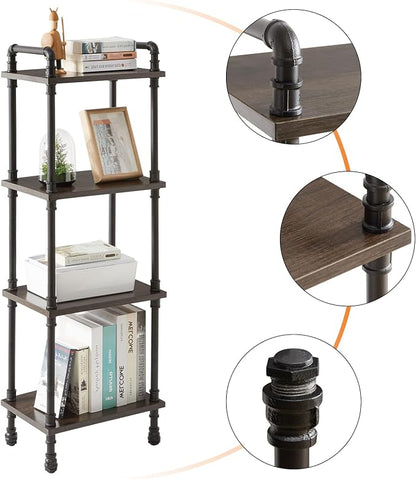 IBUYKE Industrial Pipe Ladder Shelf, 4-Tier Vintage Style Book Shelf, Free - Image 6