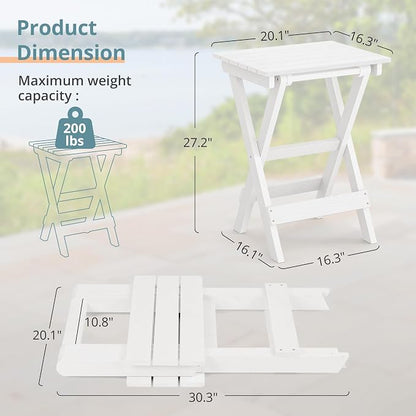 LUE BONA 27 inch Folding Side Table, HDPS Outside End Table - Image 3