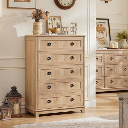 Joaxswe Farmhouse 5 Drawer Dresser - Image 8