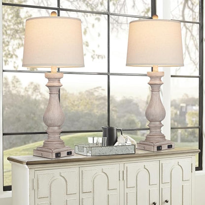 Cinkeda 29" Tall Table Lamp for Living Room Set of 2, Vintage Bedside - Image 3