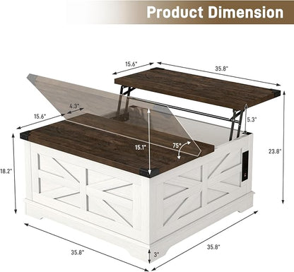 Hlivelood 36" Farmhouse Movable Lift Top Coffee Table - Image 2