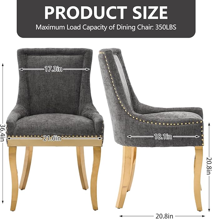 Upholstered Dining Chairs Set of 2, Modern Fabric Side Chairs - Image 3