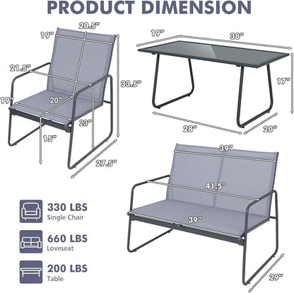 Tangkula 4 Pieces Patio Furniture Set, Outdoor Conversation Set - Image 4