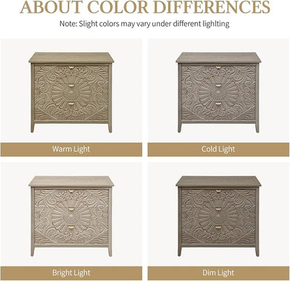 31.5" Carved 3-Drawer Cabinet - Image 5