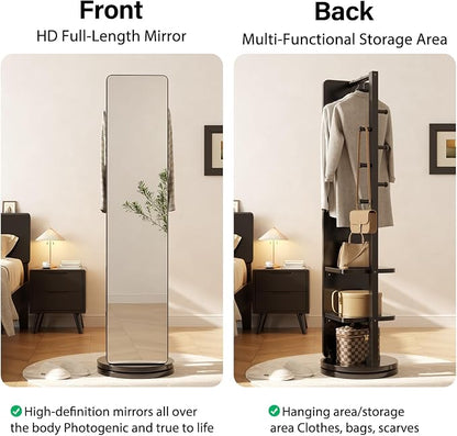WoodsWhisper Full Length Mirror Coat Rack Solid Wood Floor Mirror 70"x16" Full - Image 8
