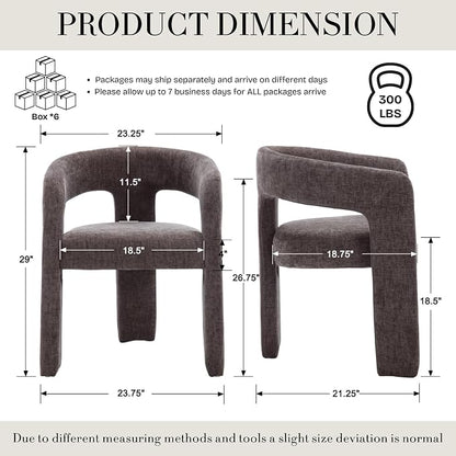 Modern Chenille Dining Chairs Set of 6, Upholstered Barrel Chairs - Image 2