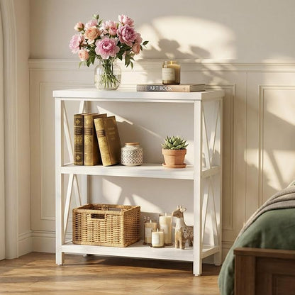 FATORRI Small Bookshelf for Small Space, Short Rustic Low Bookcase, Modern Wood - Image 5