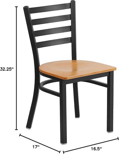 Flash Furniture 2 Pack HERCULES Series Black Ladder Back Metal Restaurant Chair - Image 3