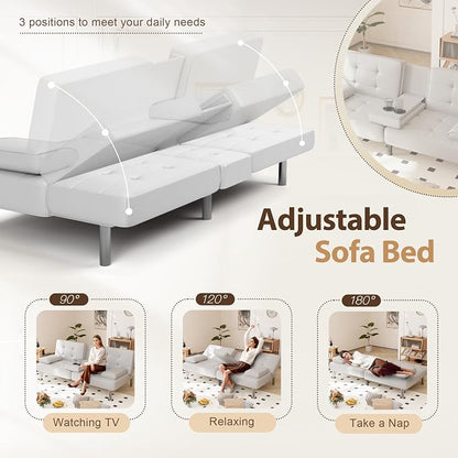 Shahoo Convertible Folding Futon Sofa Bed Sleeper Couch - Image 4