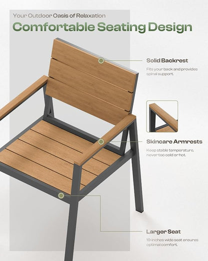 Outdoor Patio Dining Chairs Set of 2, 350LBS Capacity Aluminum Patio Dining - Image 3