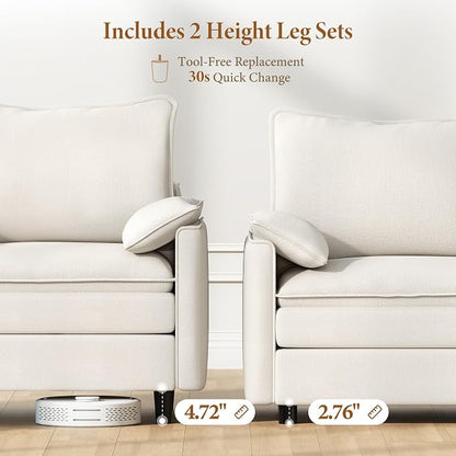 Vesgantti 108" U Shaped Sectional Couch, Comfy Cloud Modular Sectional Sofa - Image 3