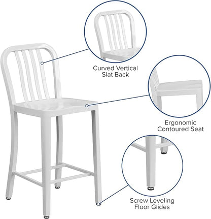 Flash Furniture Commercial Grade 24" High White Metal Indoor-Outdoor Counter - Image 5