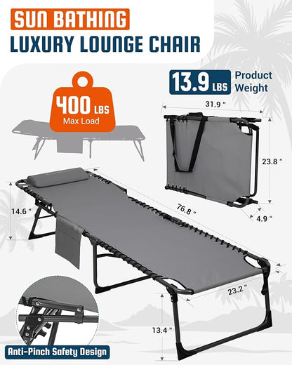 KingCamp Lounge Chair Outdoor, 400LBS Tanning Chairs - Image 2