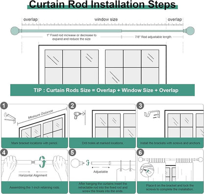 QDWIS Silver Curtain Rods for Windows 66 to 120 inch, Rustic Decorative Drapery - Image 7