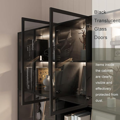 Mekminop Bookcase with Glass Doors and RGB Led Lights, Combination Display - Image 5