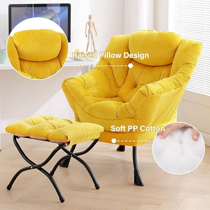 Tiita Lazy Chair with Ottoman, Comfy Leisure Sofa Reading Chair with Footrest - Image 4