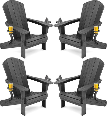 SERWALL Foldable Adirondack Chair Set of 4, HDPE Adirondack Chair by SERWALL