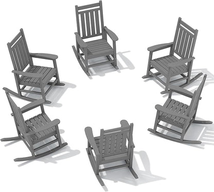 SERWALL HDPE Outdoor Rocking Chair Set of 6, Patio Rocking Chairs by SERWALL