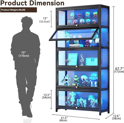 Display Cabinet with Acrylic Glass Doors 67.7'' Tall Curio Cabinet - Image 2