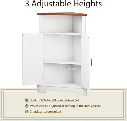 Smuxee Bathroom Corner Storage Cabinet, Farmhouse Floor Corner Cabinet - Image 4