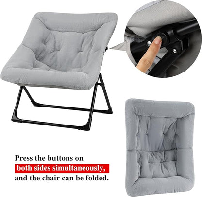 Comfy Saucer Chair for Adults, Soft Faux Fur Bedroom Chair - Image 9