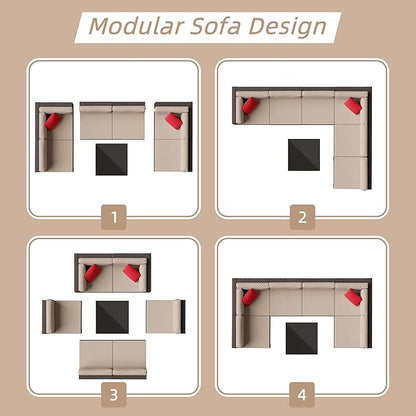 Shintenchi 7 Pieces Patio Furniture Sets Outdoor All-Weather Sectional Patio - Image 4