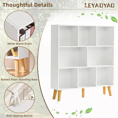 LEYAOYAO 8 Cube Bookshelf, 3 Tier Bookcase - Image 5