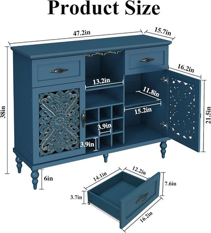 ARTPOWER 47.2" Vintage Wine Bar Cabinet - Image 2