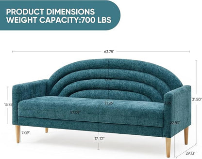63" Small Loveseat Sofa for Small Spaces, Mid Century Modern Sofa, Linen - Image 2