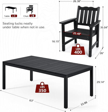 Stoog 7 Pieces Patio Dining Sets, All-Weather HIPS & Aluminum Outdoor Dining - Image 3