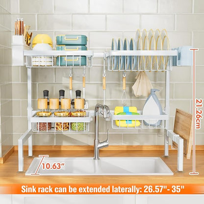 YKLSLH Over Sink Dish Drying Rack, Expandable Large Drying Rack, Suitable - Image 3