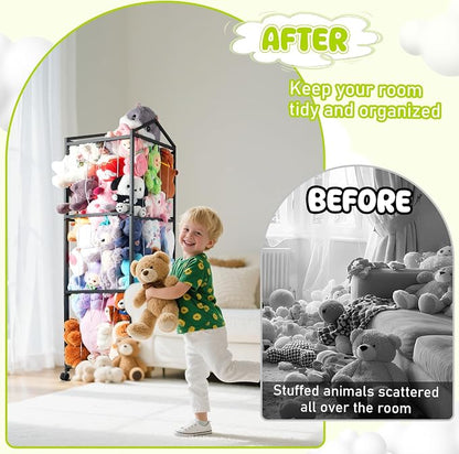 NomNest Stuffed Animal Storage Zoo, Large Metal Plushies Organizer, Heavy Duty - Image 4