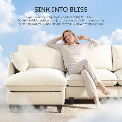 Ihanherry 107" Oversized V-Shaped Modular Sectional Sofa, Cloud Couch - Image 3