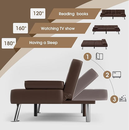 Flamaker Futon Sofa Bed Modern Folding Futon Set Convertible Recliner Lounge - Image 6