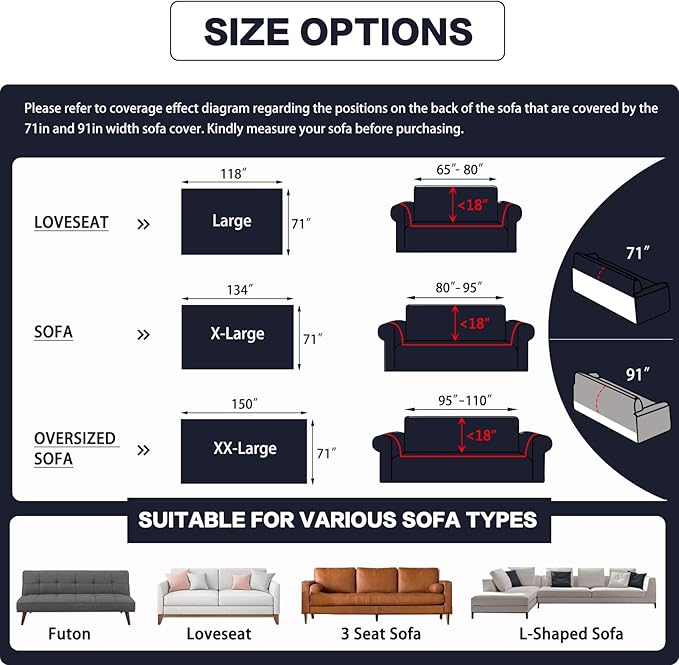 DREAMINGO Sofa Covers Washable Thick Chenille Couch Cover - Image 2