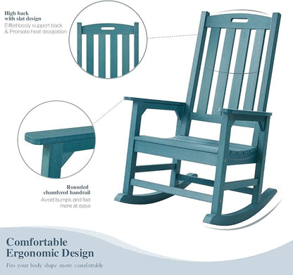 Psilvam Oversized Outdoor Rocking Chair, - Image 5