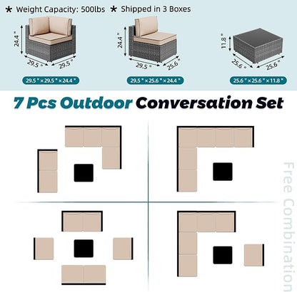 SUNLEI 7pcs Patio Conversation Sets Outdoor Furniture Sets, High Back - Image 5