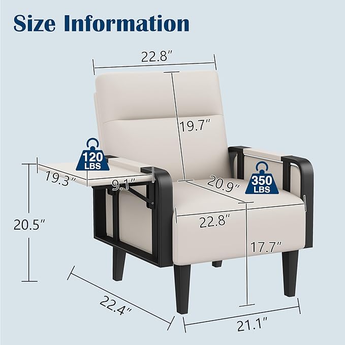 Andeworld Modern Beige Accent Chair, PU Leather Upholstered Armchair Side Chair - Image 2