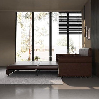 Faux Leather Sleeper Sofa Couch - Image 5