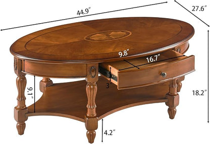 Solid Wood Oval Coffee Table - Image 2